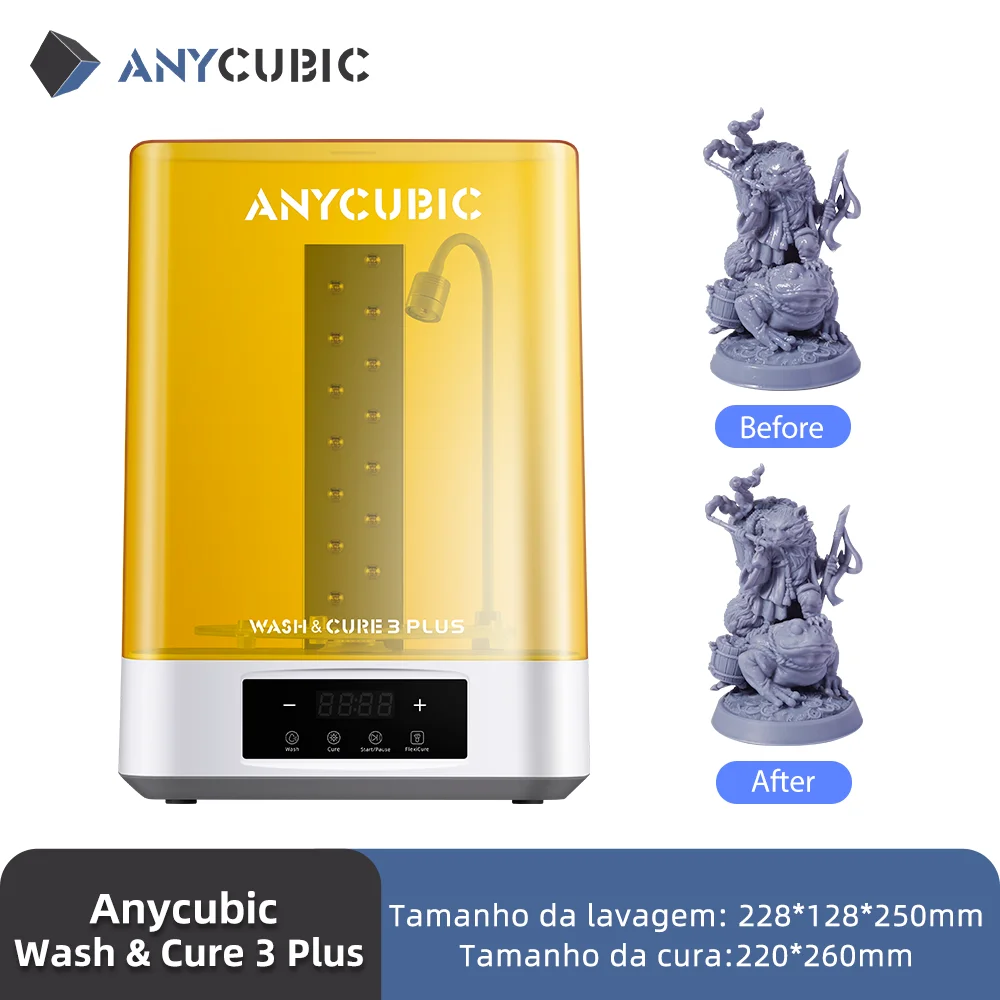 ANYCUBIC Wash & Cure 3 Plus Lavar Cura 2 em 1 Máquina Para Photon Mono M7 LCD Impressora 3D Modelos de Impressão 3D