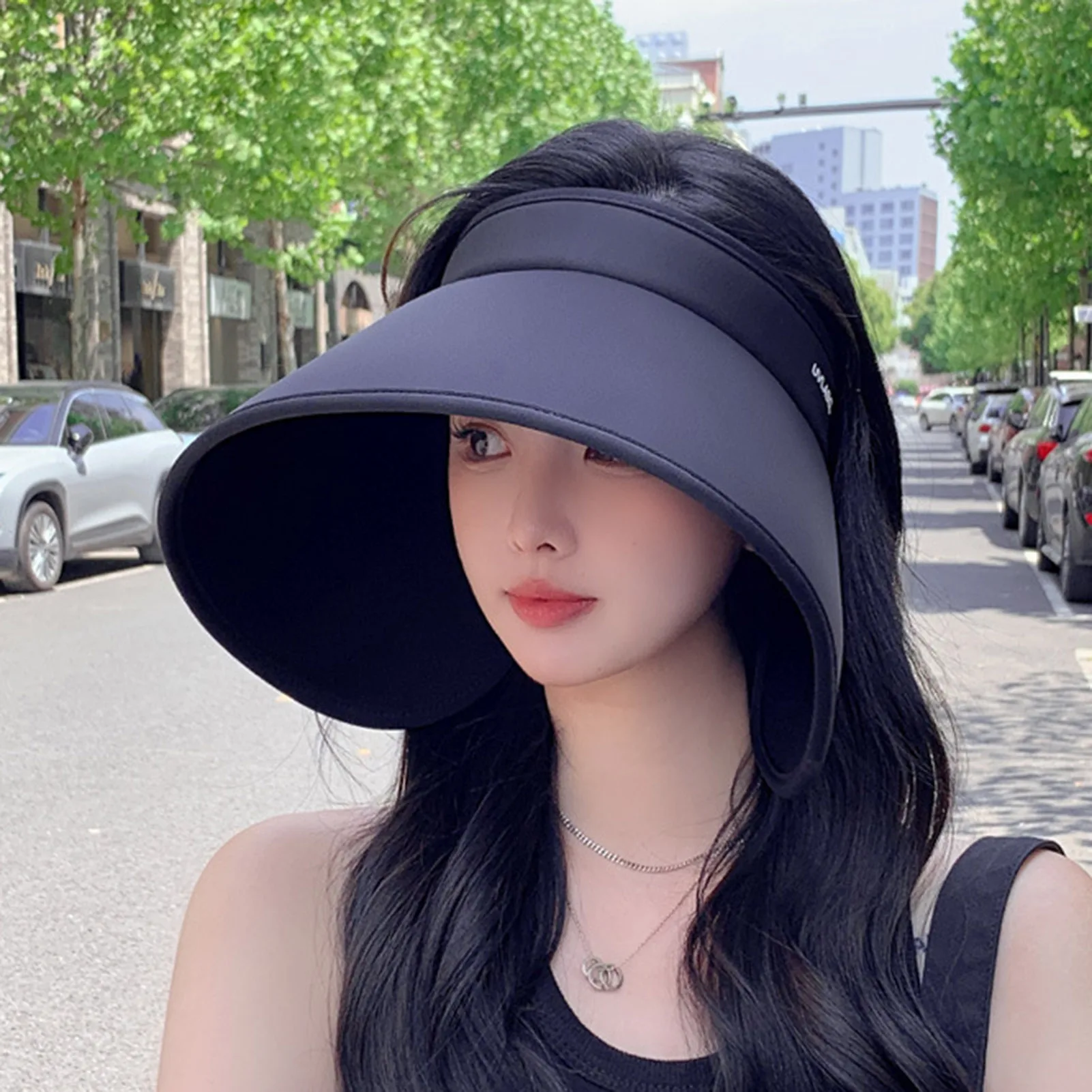 Sombrero de sol de ala ancha para mujer, de verano, que envuelve el rostro, con protección UV. Visera transpirable para exteriores, ideal para la playa, viajes y deportes._voghion.com