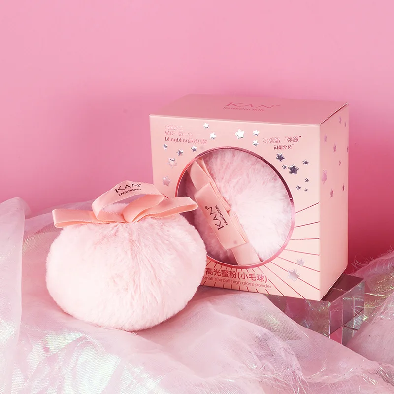 

High gloss honey powder small hair ball flocking skin friendly oil control soft glitter powder sequins peach powder puff