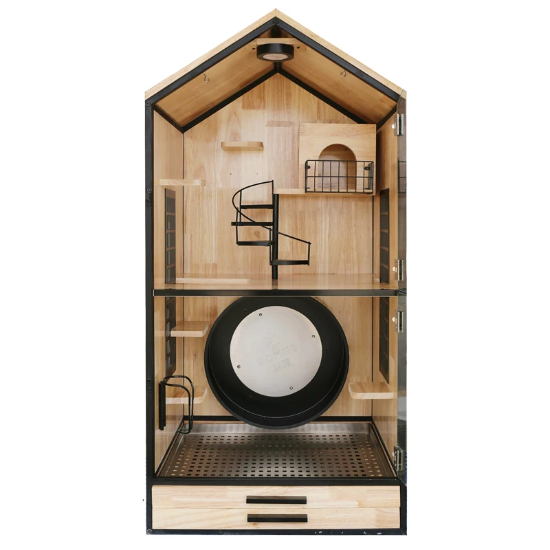 Solid Wood Luxury Chinchilla Cage Cabinet Large Villa Intimate Cage Air Conditioning Cage