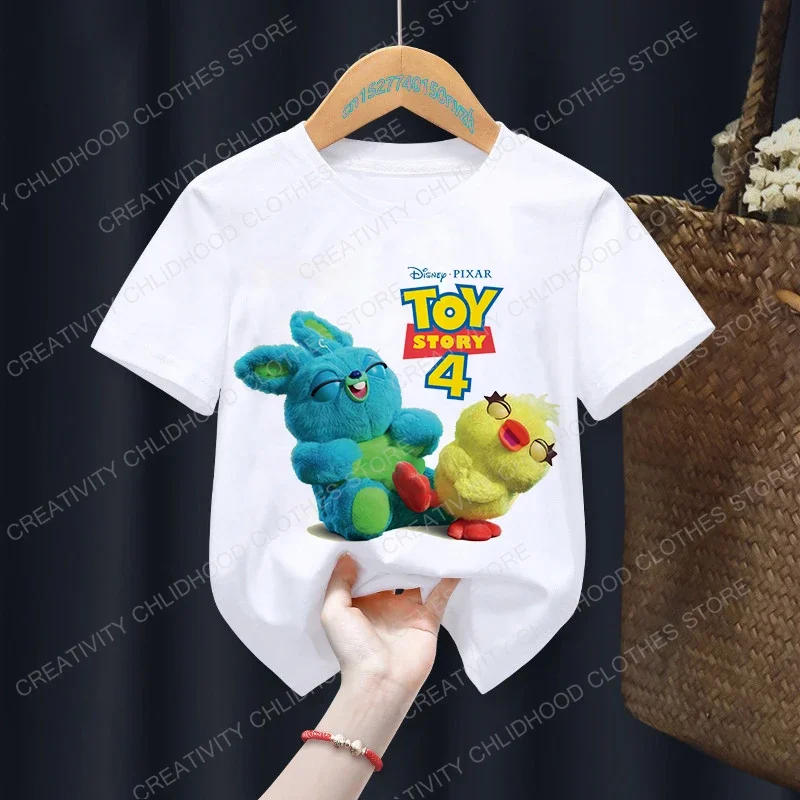 New Toy Story Children T Shirt Woody Buzz Lightyear Clothes Kawaii Short Sleeve Anime Cartoon Kids Boys Girls T-shirt Casual Top 2