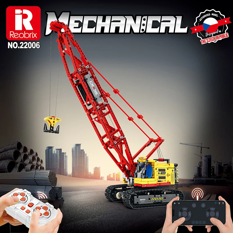 Technical Rc App Control Crawler Crane Car Moc Model High-Tech Building Blocks Mattoni Giocattoli Di Compleanno Per Bambini Regali Di Natale 22006