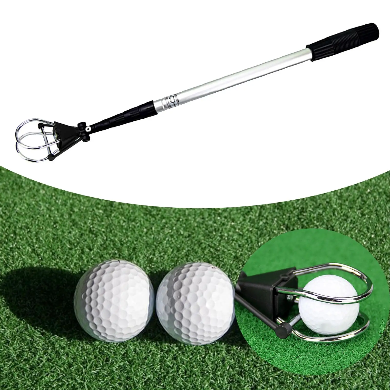 Golf Ball Pick Up Retriever Grabber Tool Putter Grip Practical