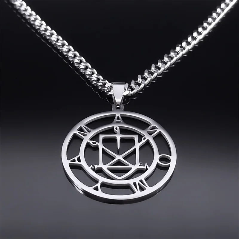 Amaymon Lucifer Stainless Steel Silver Necklace