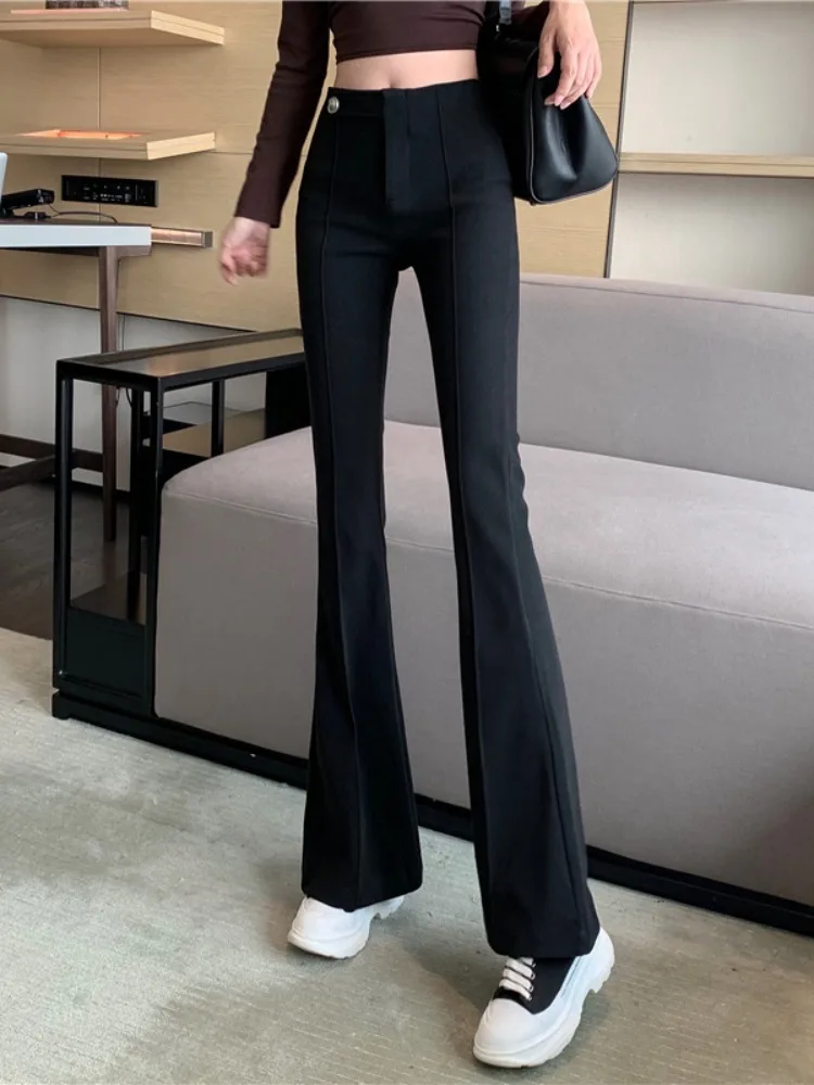White Micro Flared High Waist Wide Leg Suit Pants For Women's Summer White Black Design Casual Pants High Waist