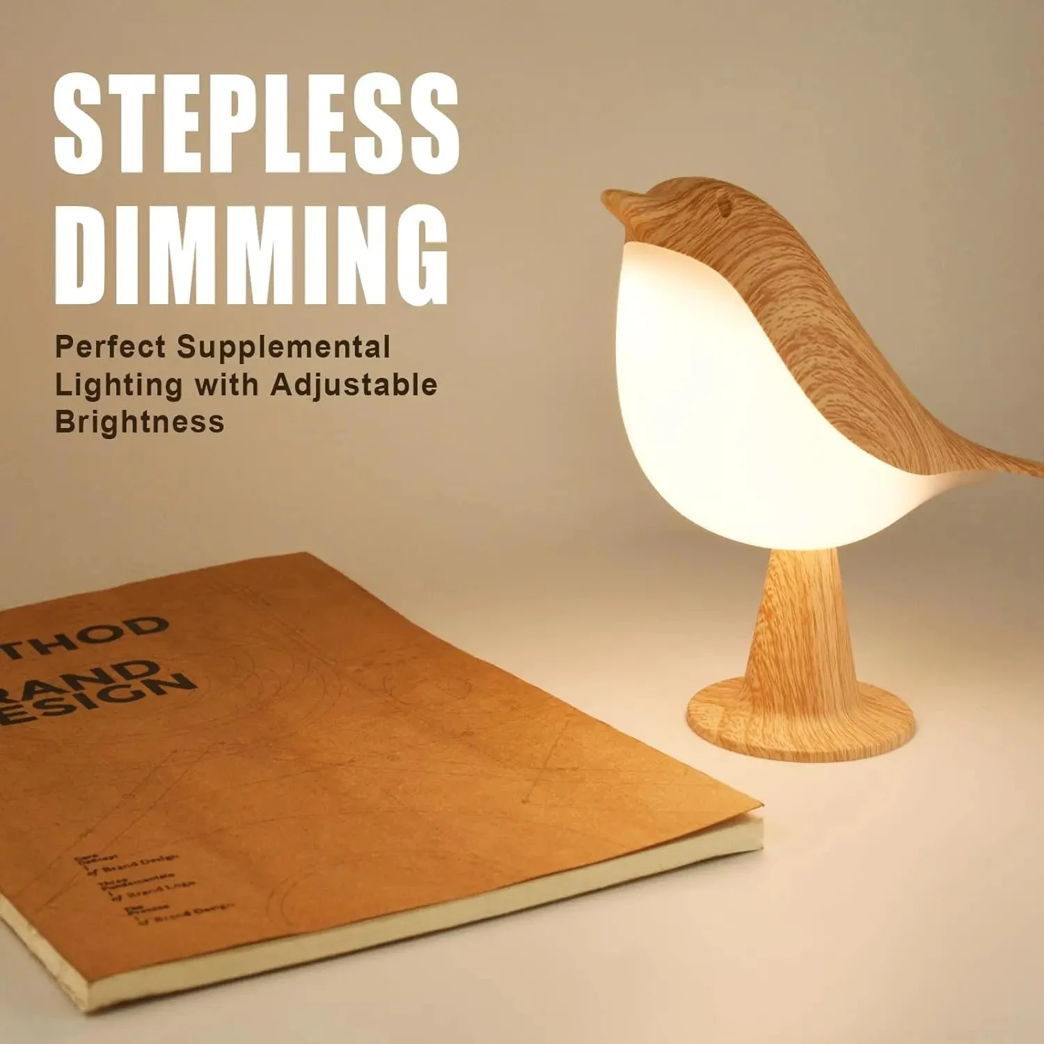 Small Desk Lamp, Bird Lamp Bedside Lamps with 3 Color Temperature and Touch Sensor,Cordless Lamp Kids Night Light
