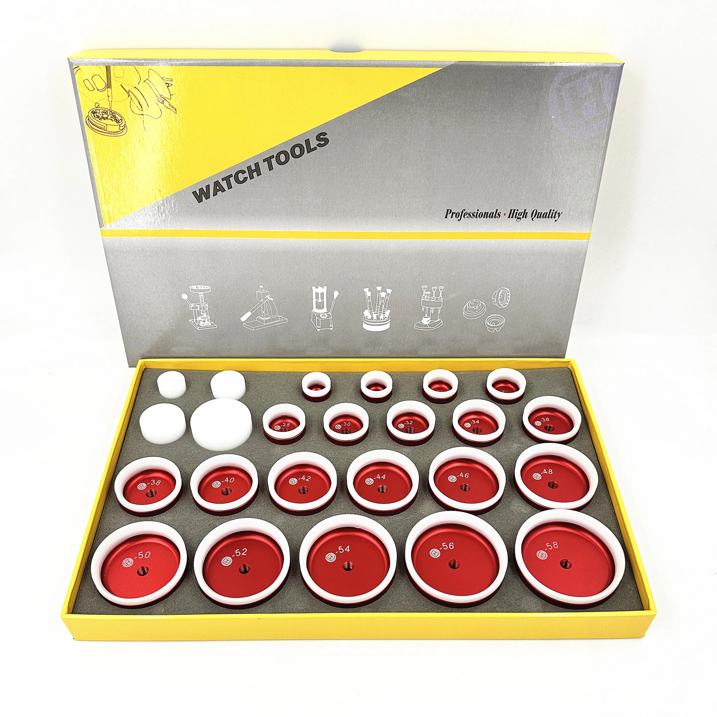 24PCS 케이스 클램프 압력 게이지 커버 기계와 함께 사용되는 시계 수리 도구..