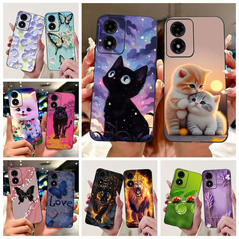 Cute Cat Fashion Painted Soft Silicone Phone Case Cover - Stylish Protective s Bag