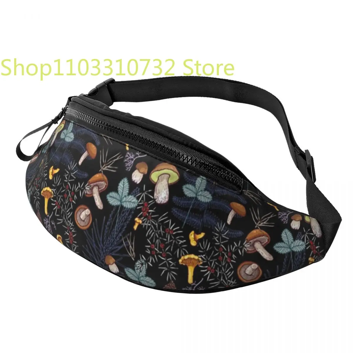 

Dark Wild Forest Mushrooms Fanny Pack Women Men Casual Crossbody Waist Bag for Travel Cycling Phone Money Pouch