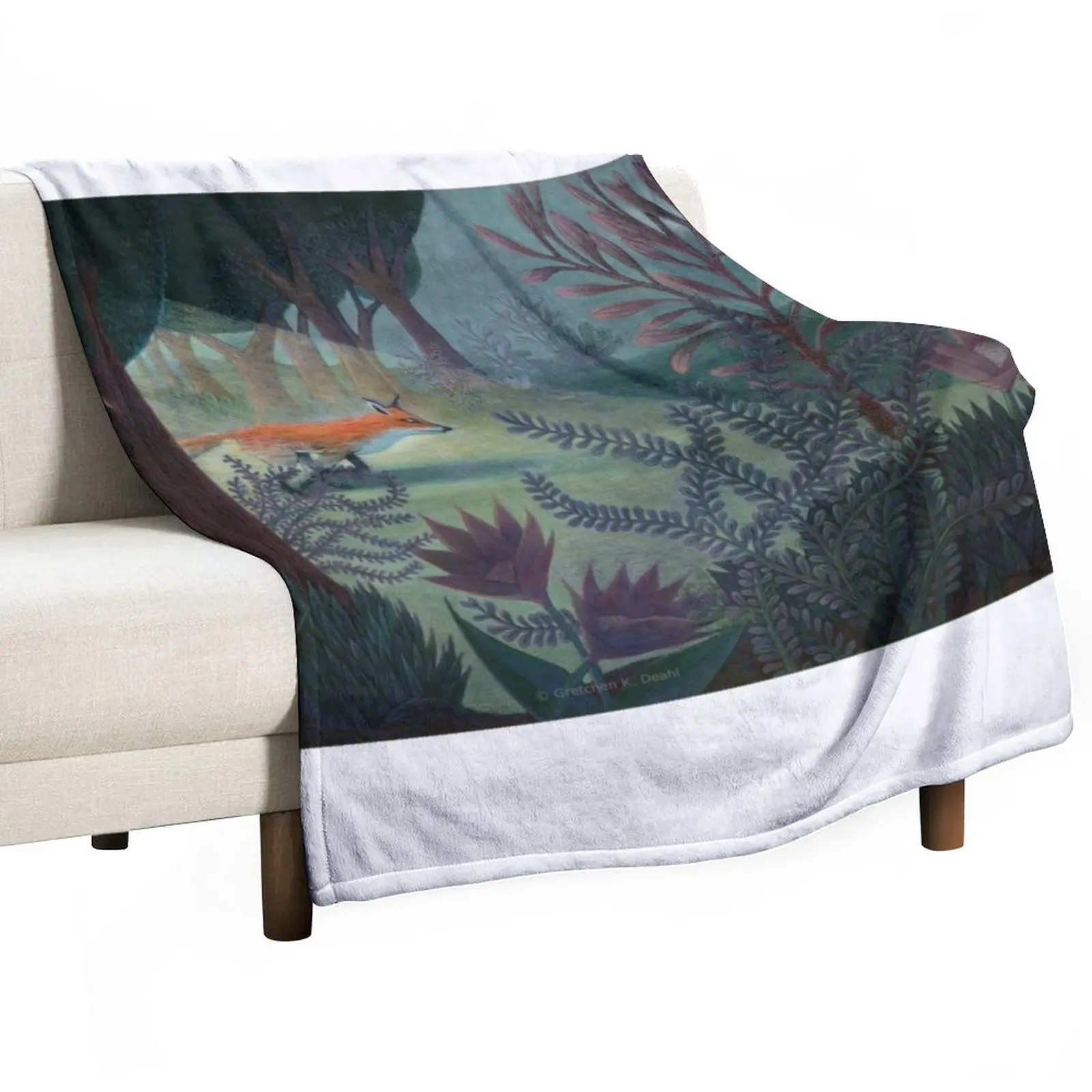 

New Story Art: A Fox in the Forest Throw Blanket Flannel Fabric Luxury Thicken Blanket