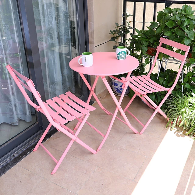 Tavolo e sedia da balcone tavolo e sedie pieghevoli da giardino in ferro  battuto da giardino in tre pezzi tavoli e sedie da caffè per tè al latte -  AliExpress