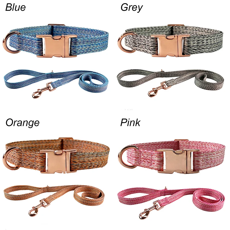 Dog Rope Walking Training Leash dog collar pet harness leash set pet leash set Neck Metal Buckle Pet Towing Rope Neck Collar Dog Chain Adjustable Linen Collar Leash Set
