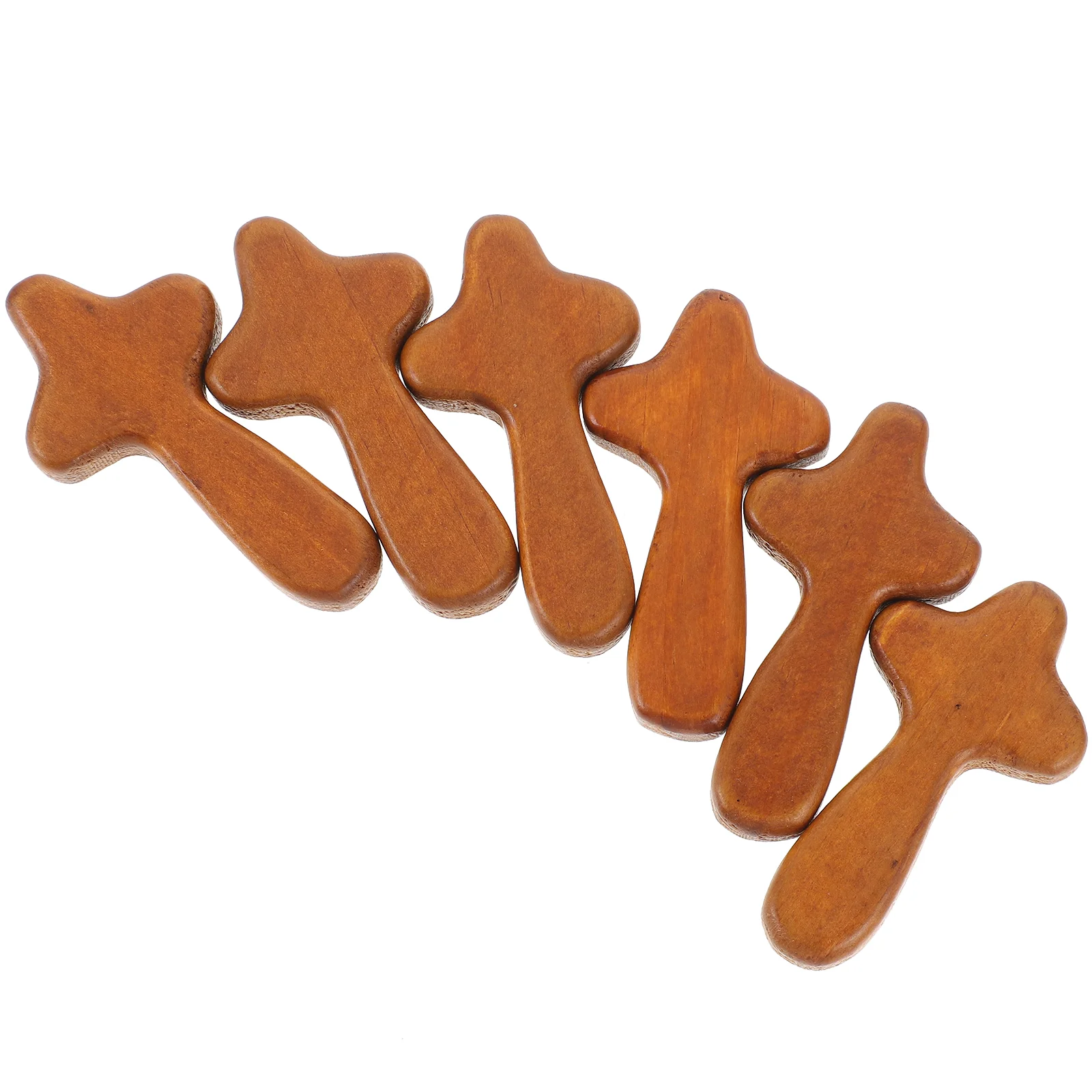 

6 Pcs Wooden Cross Hand Decor Mini Collection Holding Catholic Small Shape Adorn