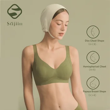 SUJIIN Plus Size Bras for Women Comfortable Wireless Push Up Full-Coverage Soft Support Bra for Large Breasts Bralettes MX219