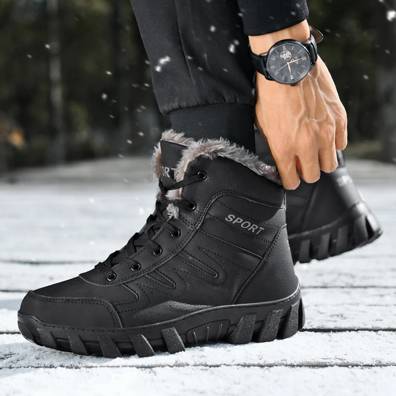 Unisex Winter Cold Protection Outdoor Travel Hiking Shoes Couples Large Size High Top Plush Warm Snow Boots Men's Training Boots