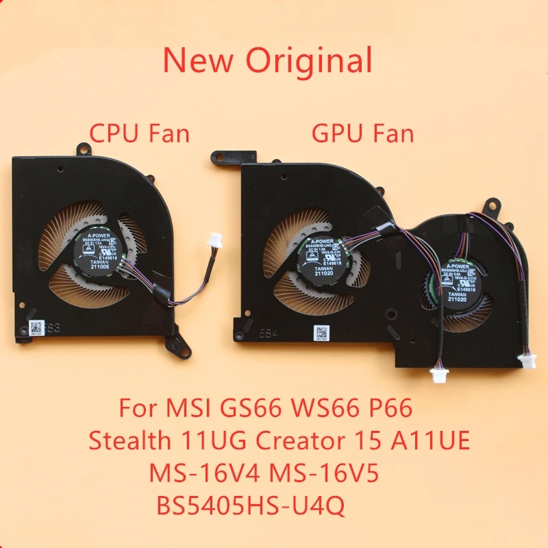 

New Original Laptop Cooling Fan For MSI GS66 WS66 P66 Stealth 2 11UG Creator 15 A11UE MS-16V4 MS-16V5 BS5005HS-U4Q BS5005HS-U3J