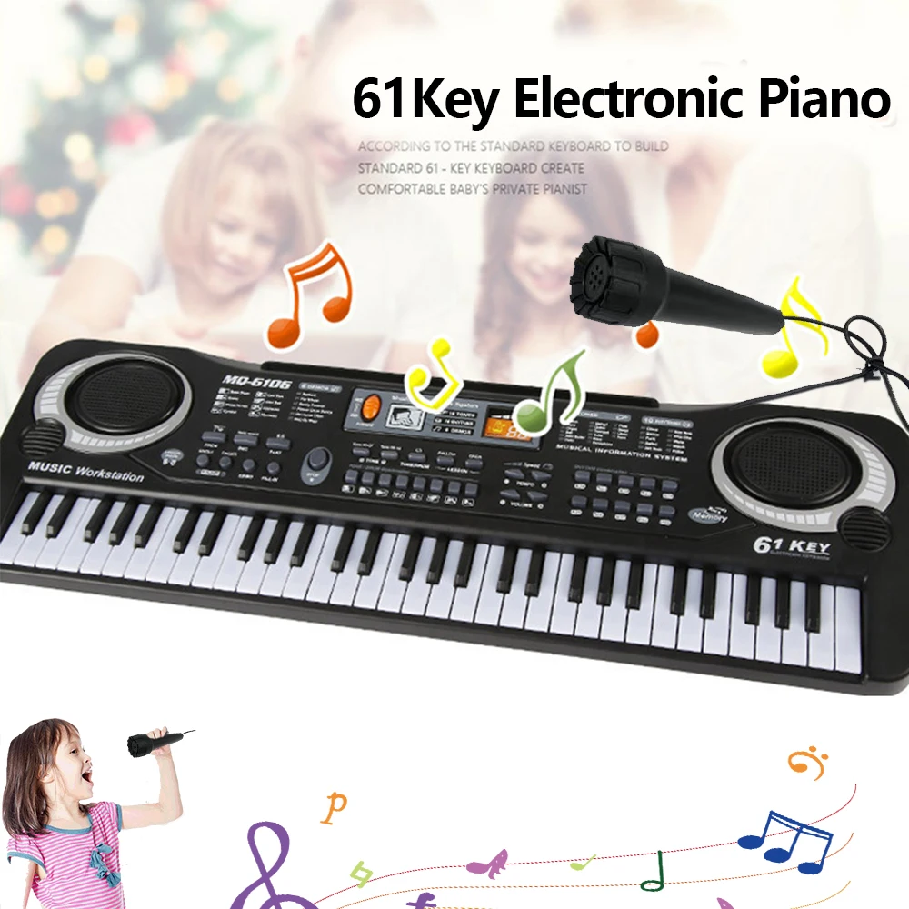 Kids Electronic Piano Keyboard 61 Keys Organ with Microphone / 24 Keys Education Toys Musical Instrument Gift for Child Beginner 6