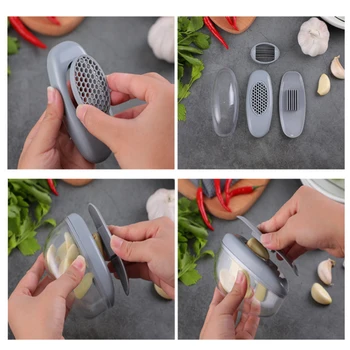 2-in-1 Garlic Slicer Small Household Garlic Smasher Cooking Tool Manual Pressing Garlic Grinding Grater Kitchen Gadgets And