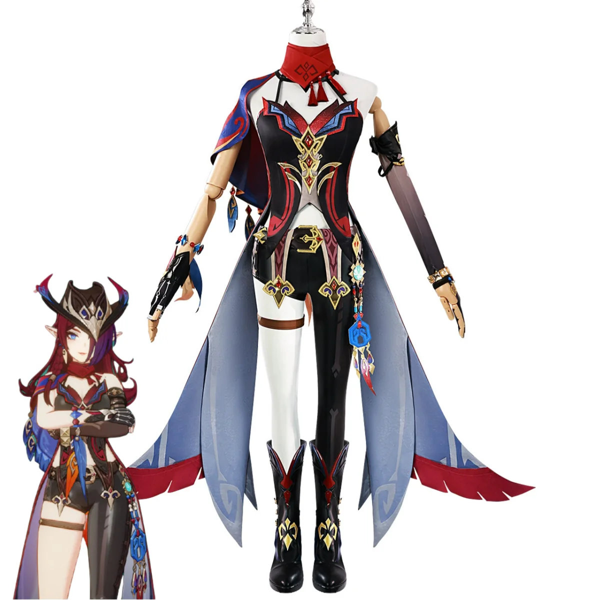 Genshin Impact: Chasca | Fantasy Costume Cosplay Set 46 Fantasy Floral Feather Costume Cosplay