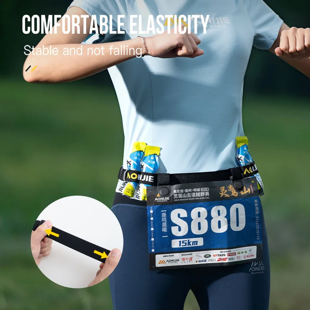 AONIJIE E4435 Marathon Race Number Bib Fixed Running Elastic Buckle Belt for Triathlon Marathon and Cycling Races