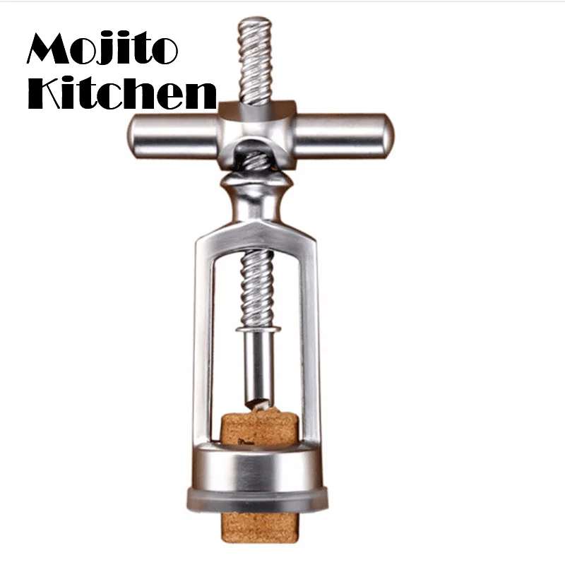 

18/8 Stainless Steel Self Pulling Corkscrew and Cap Cut Foil Cutter, Handheld Wine Opener Vintage Style Silver Color