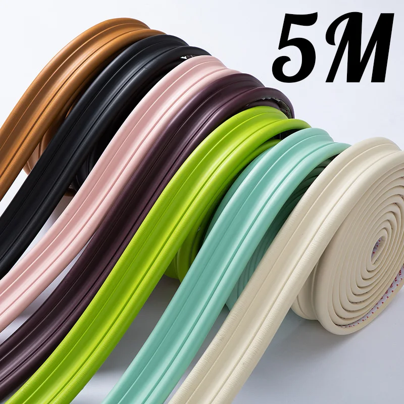 Wainscoting Self Adhesive Wall Skirting Decor Line Soft NBR Border Floor Decorative Lines DIY wall trim line 3D Wall Sticker 5M wall decorative lines