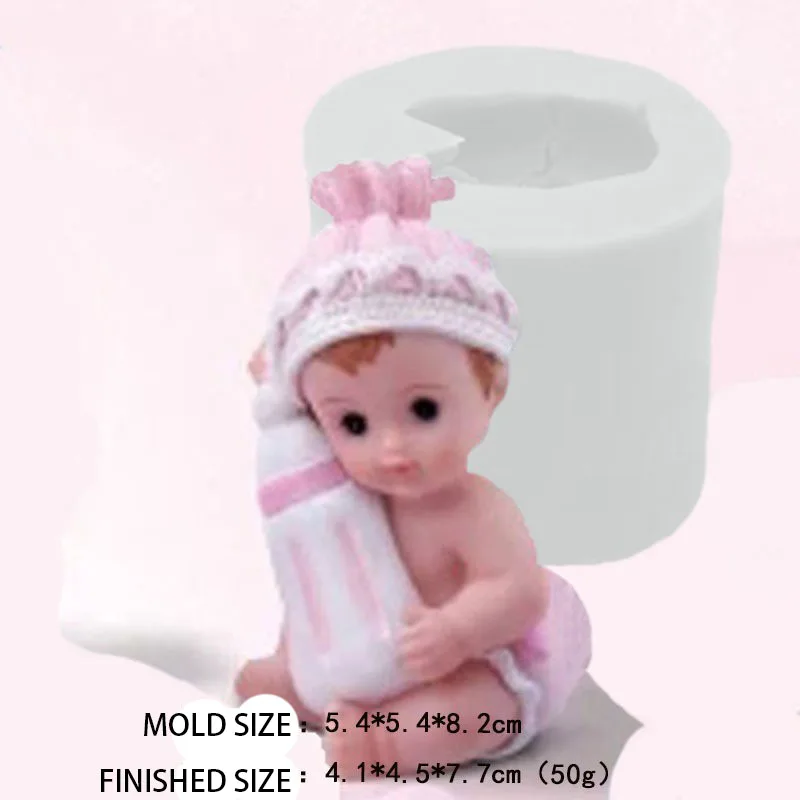 6 Arten von Silikon-Kerzenformen in Babyform, niedliche Jungen- und Mädchen-Kuchen-Dekorationswerkzeuge, Schokoladenherstellung, Harz-Backform, Gipsform – Detail 5