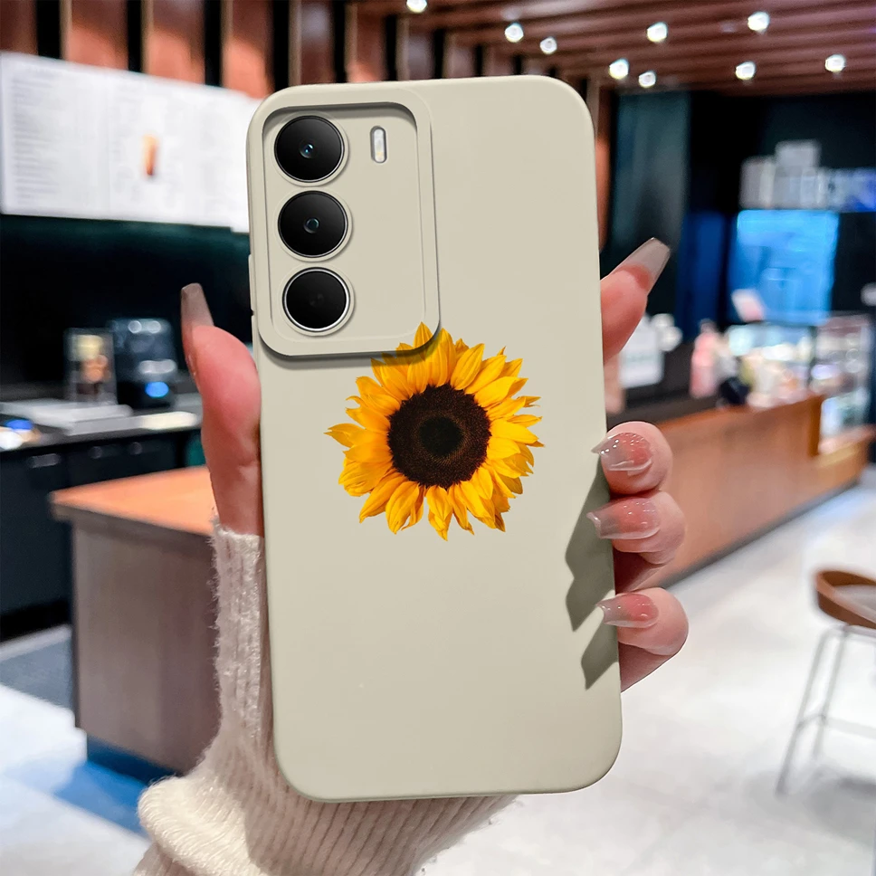 Fashion Sunflower Heart High-Quality Smooth Liquid Phone Back Cover Bumper