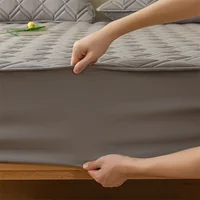 Bedding Quilted Mattress Pad Soy Fiber Fitted Sheet with Elastic Band Thicken Mattress Topper Washable Bed Mat Protector Cover 3