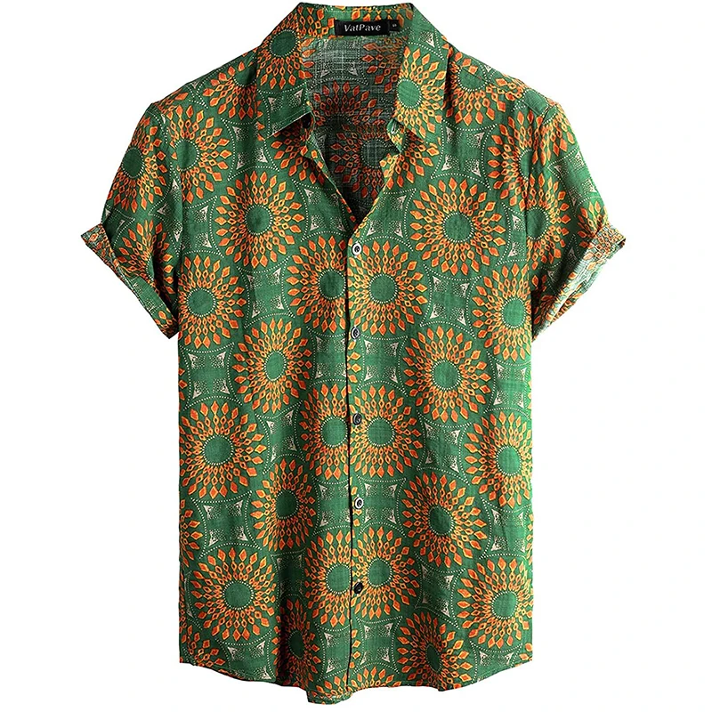 thumbnail image 1 of Camisas casuales hawaianas con estampado floral 3D para hombre, camisas de playa tropicales de manga corta con botones para hombre, camisas de manga masculina, 1 of 5