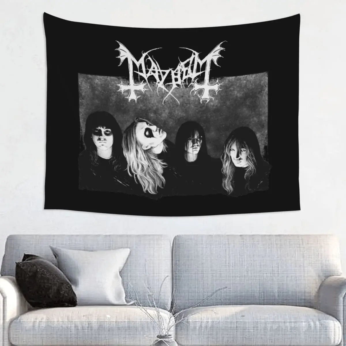

Mayhem Heavy Metal Tapestry Wall Hanging Hippie Polyester Tapestries Death Rock Fantasy Throw Rug Blanket Wall Decor Tapiz