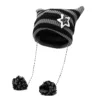 Y2K Japan Designer Handmade Pentagram Wool Beanie Hat Ladies Autumn Spring Warm Cat Ear Knit Stripe Beanie Cap with Pompom 6
