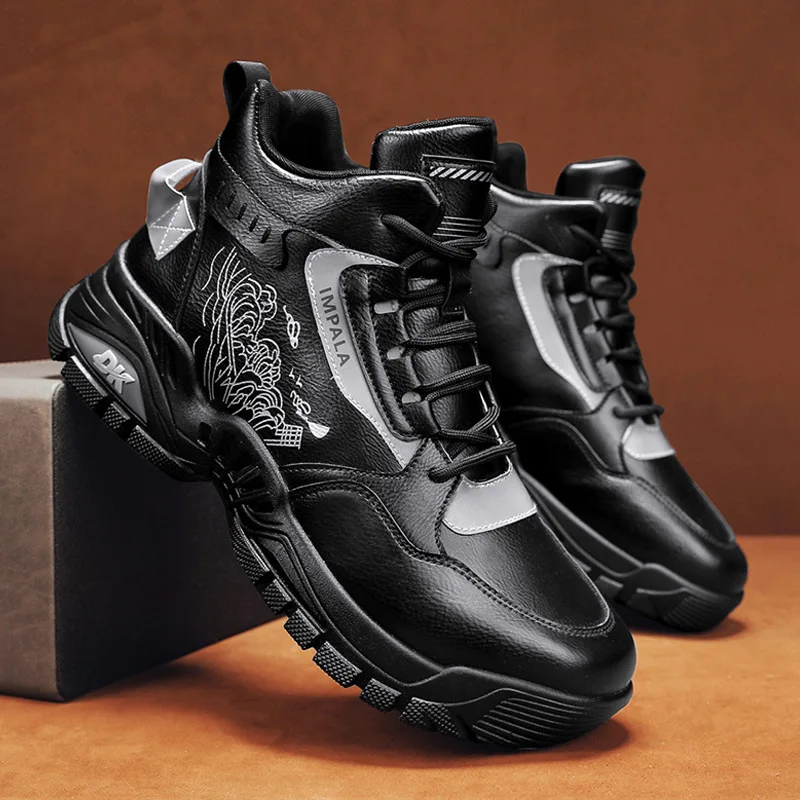 2024 new Men Outdoor Fashion versatile Thick Sole shoes Anti Slip  High Top wear-resistant Sports Shoes Travel Casual Shoes