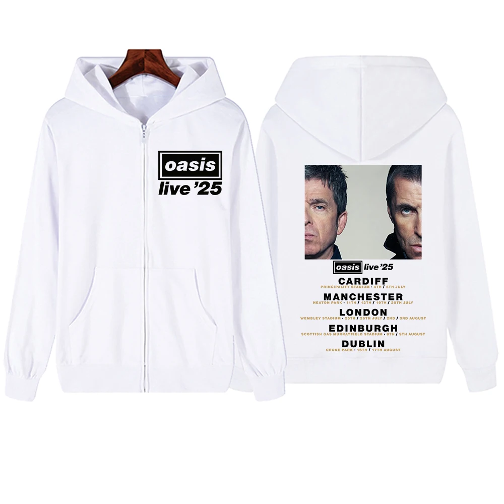 Oasis Live 25 Tour Zip Up Hoodie Men Women Sweatshirt Unisex