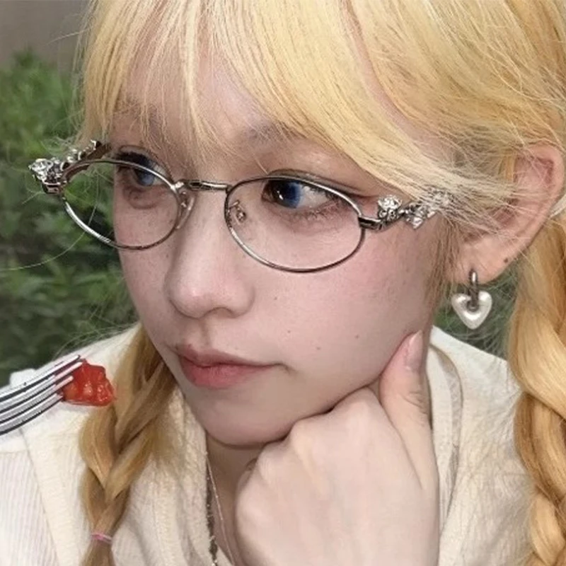 Rhinestone Diamonds Eyeglasses Bling Clear Shades Unisex New Fashion Glasses Small Metal Oval Women Men Fashion Eyewear Frames