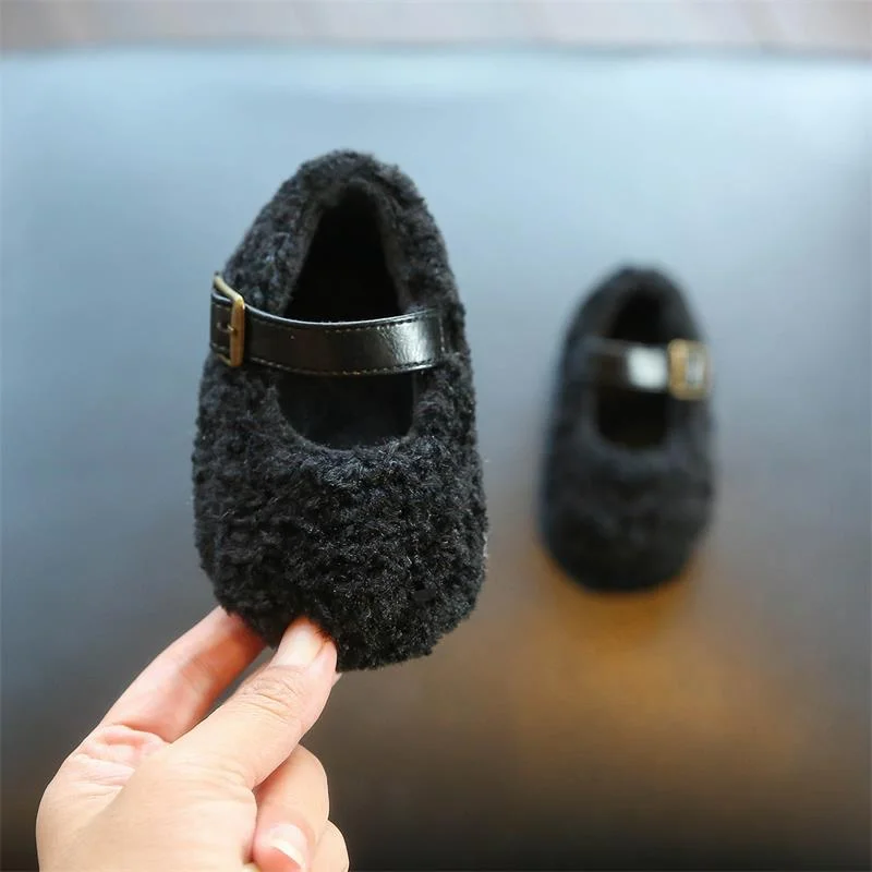 Baby Autumn and Winter Fashion Fur Boots Toddler Girls Princess Plush for Warmth Dance Wedding Children Kids Newborn Shoes