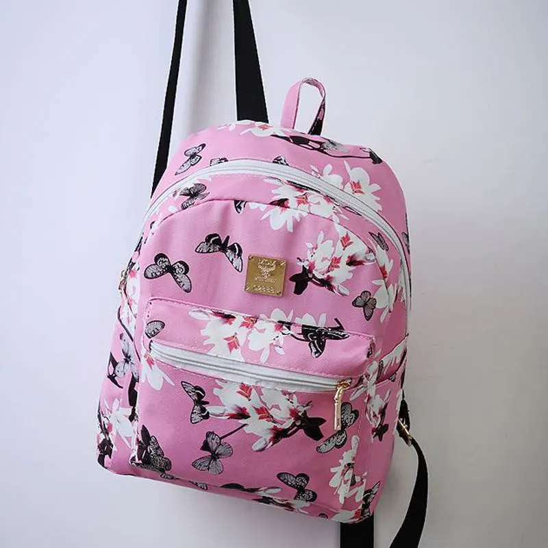 

New Fashion Butterfly Flower Children's Backpack Floral Pattern PU Leather Leisure Backpack Student Bag Leisure Travel Bag