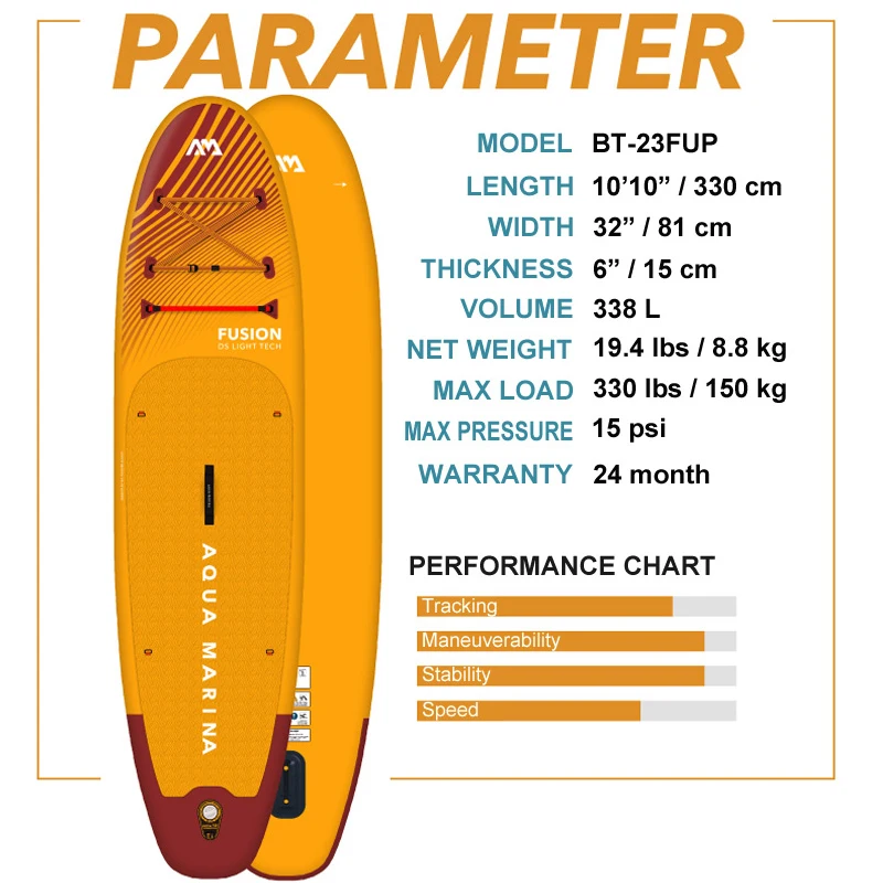 AQUA MARINA NEW FUSION 330*81*15cm inflatable surfboard stand up paddle surfing board water sport sup board ISUP