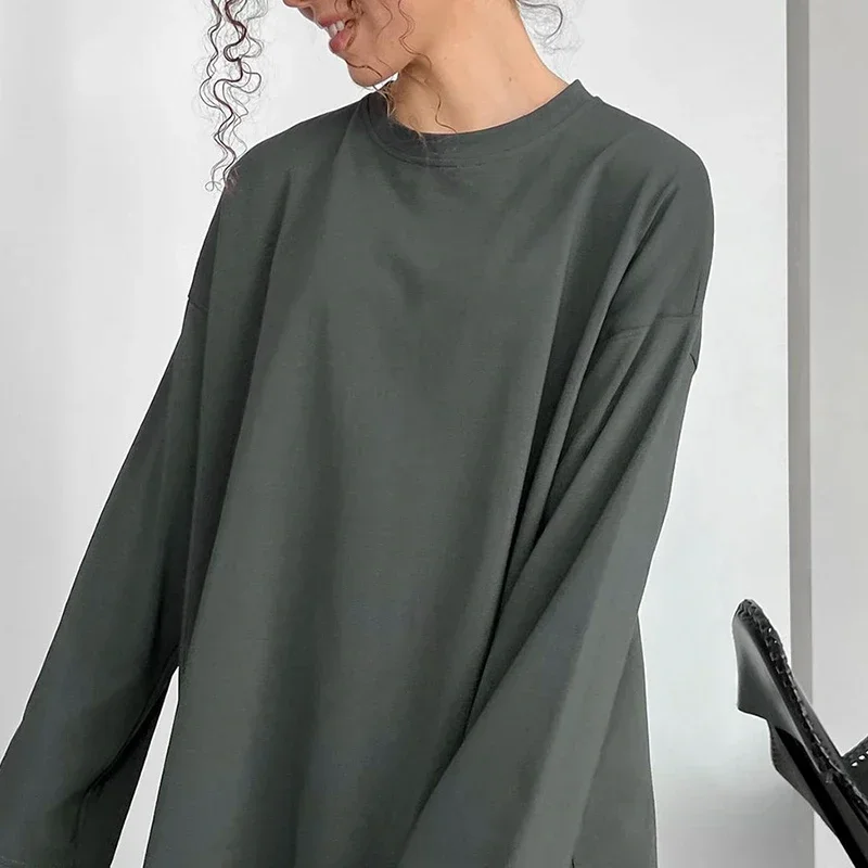 miijoory 3/5-pack Lange-mouwen Damesshirt met Ronde Halsuitsparing Basic Lange-mouwen T-shirt Slim Fit Y2K Top Casual Rekbaar Longsleeve Bovenkleding, XXL