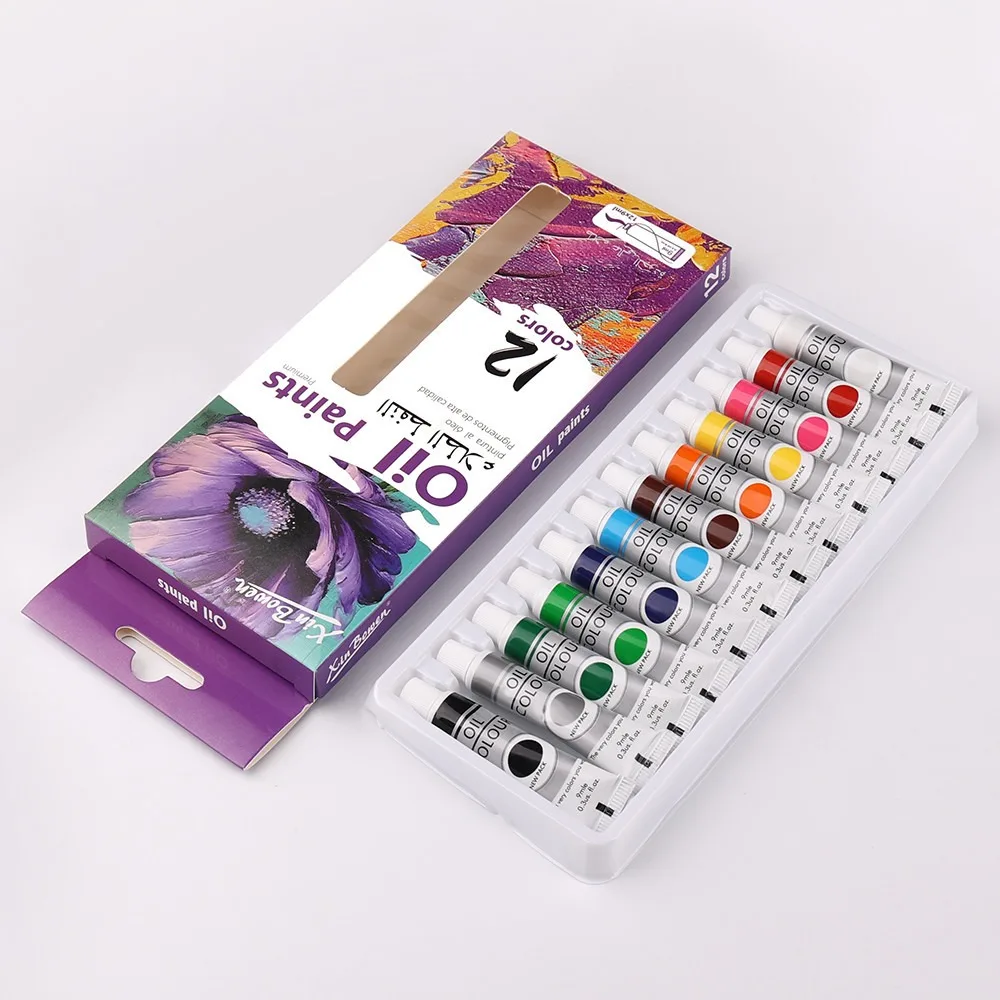 12 Color Oil Paints Set 9ml Tubes Art Supplies Students Beginners Waterproof Paints for Canvas Graffiti Fine Art Craft Projects - 3