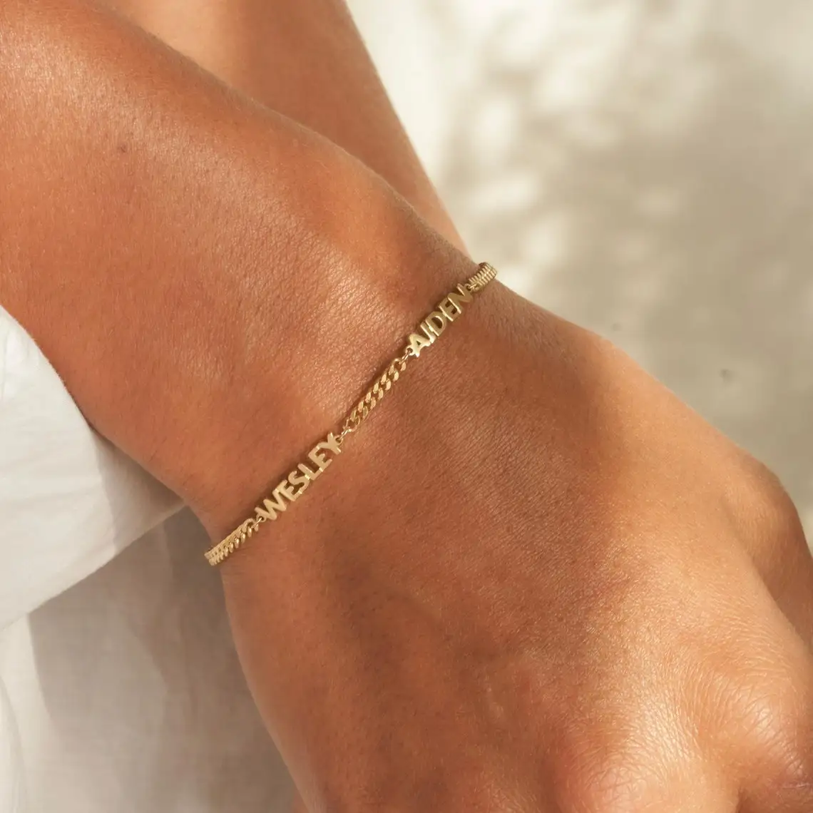 Custom Name Bracelet Women Personalized First Name Bracelet Curb Chain Stainless Steel Baby Handmade Jewelry