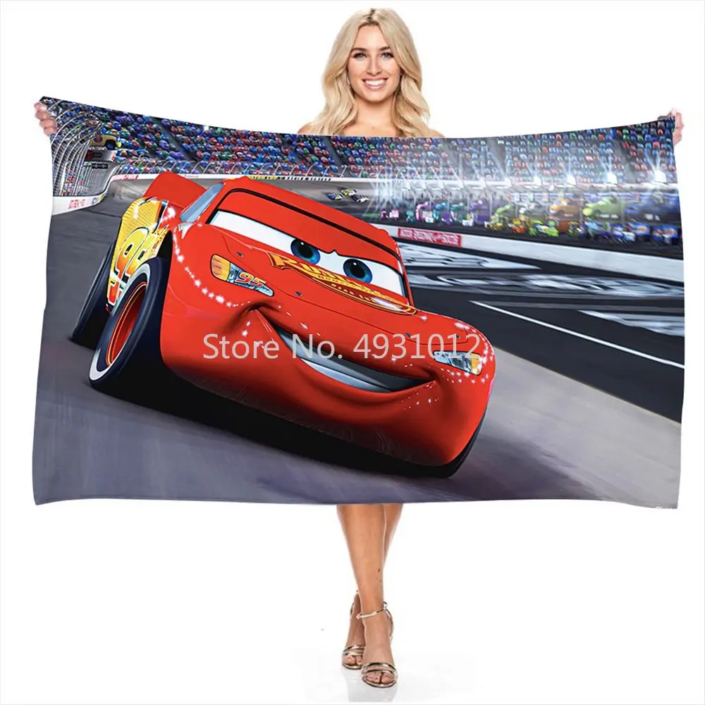 

3D Lightning McQueen Car Bath Towel Soft Water Absorbing Breathable Children Adult Cartoon Beach Towel Blanket Throw Gift