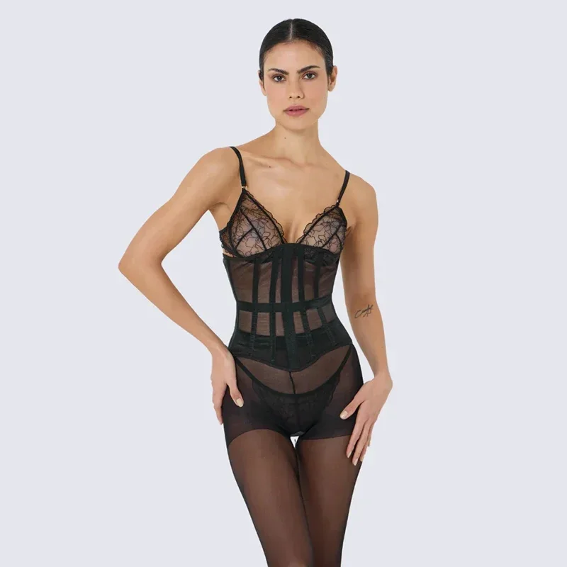 Women Transparent Mesh Corset Underbust Fish Bone Waist Trainer Bustier Slimming Cincher Girdle Belt Gothic Korset Black Red Waist Trainer Corset Bustier Top Waist Corset Lace Corset