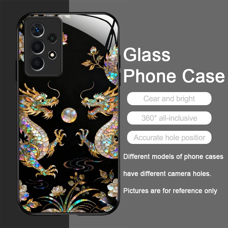 Stylish Dragon Leopard Marble Texture Tempered Glass Phone Case