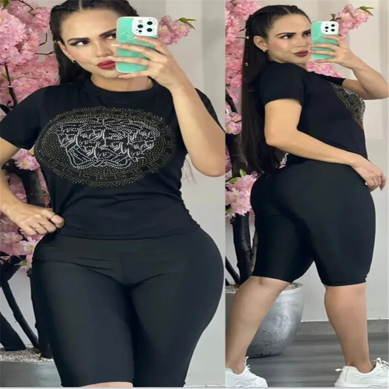 

Лидер продаж, модные футболки с круглым вырезом и коротким рукавом с принтом и шорты, летний модный женский костюм Джокера для работы