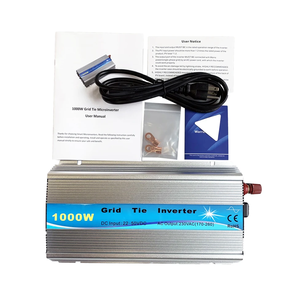 1000w mpptグリッドタイソーラーインバーター、10.8-32vまたは22-50v