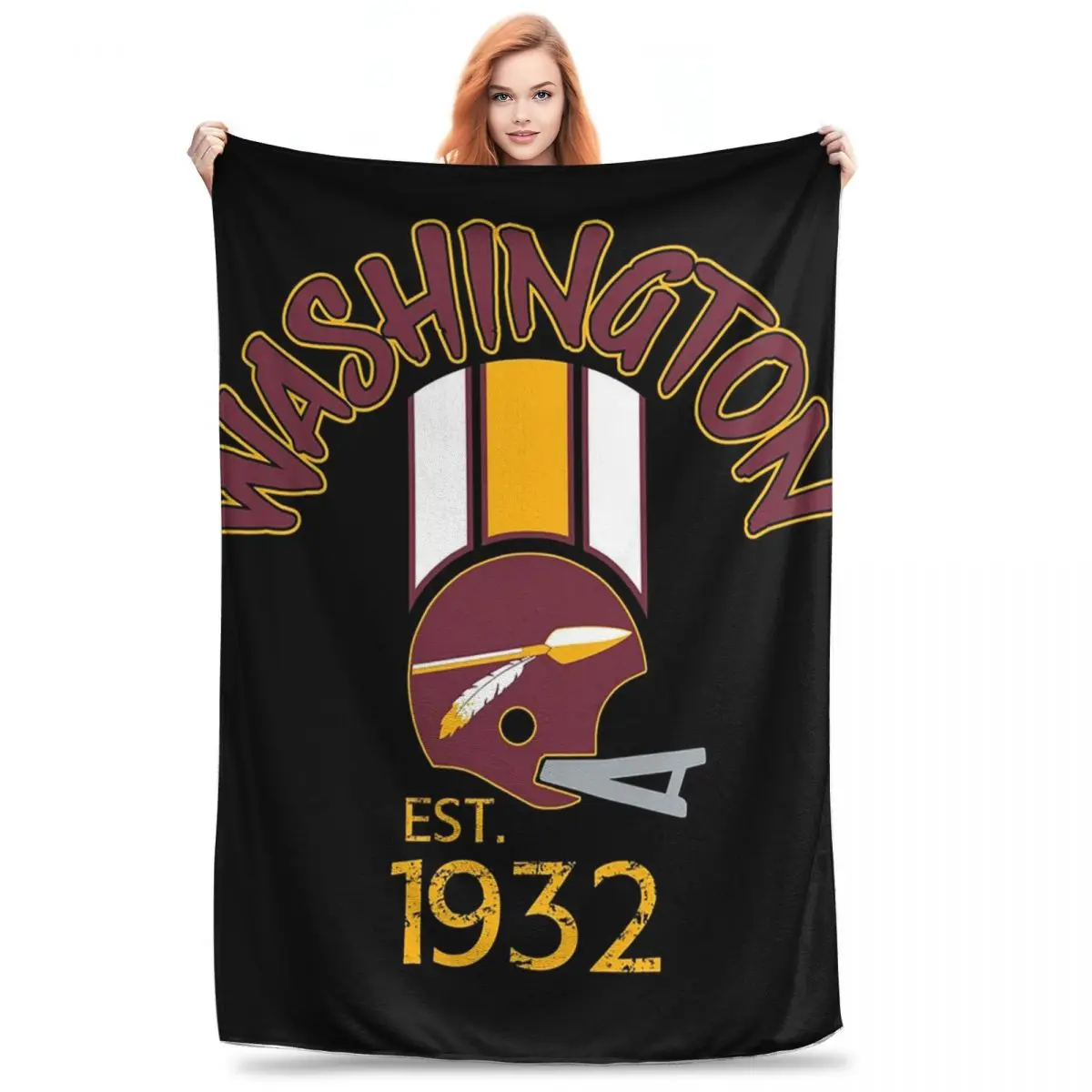 Washington Pro Football Savage Helmet 1932 Apparel Washington Commanders Blankets Flannel Throw Blanket Sofa Throws Bedspread 2