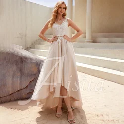 Princess A-line Wedding Dresses V-Neck Asymmetrical Lace Tulle Bride Dresses V Back Wedding Dresses For Woman Dresses Vestidos