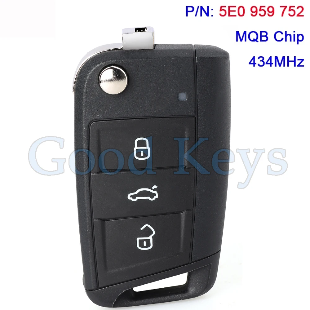 KEYECU 5E0959752 No-Keyless Remote Key Fob for Skoda Octavia 2014 2015 5E0 959 752 Without Key Blade