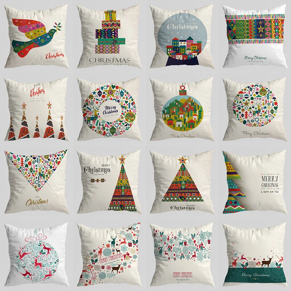 

Christmas Elk Pillowcover for Home Decoration, Cushion Cover, Santa Claus Decorative Pillows, 45x45cm